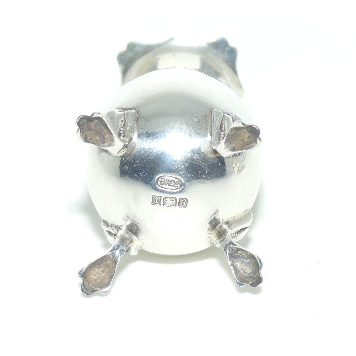 Sterling Silver cruet set with blue glass liners | Birmingham 1976 | Boxed | 150gms