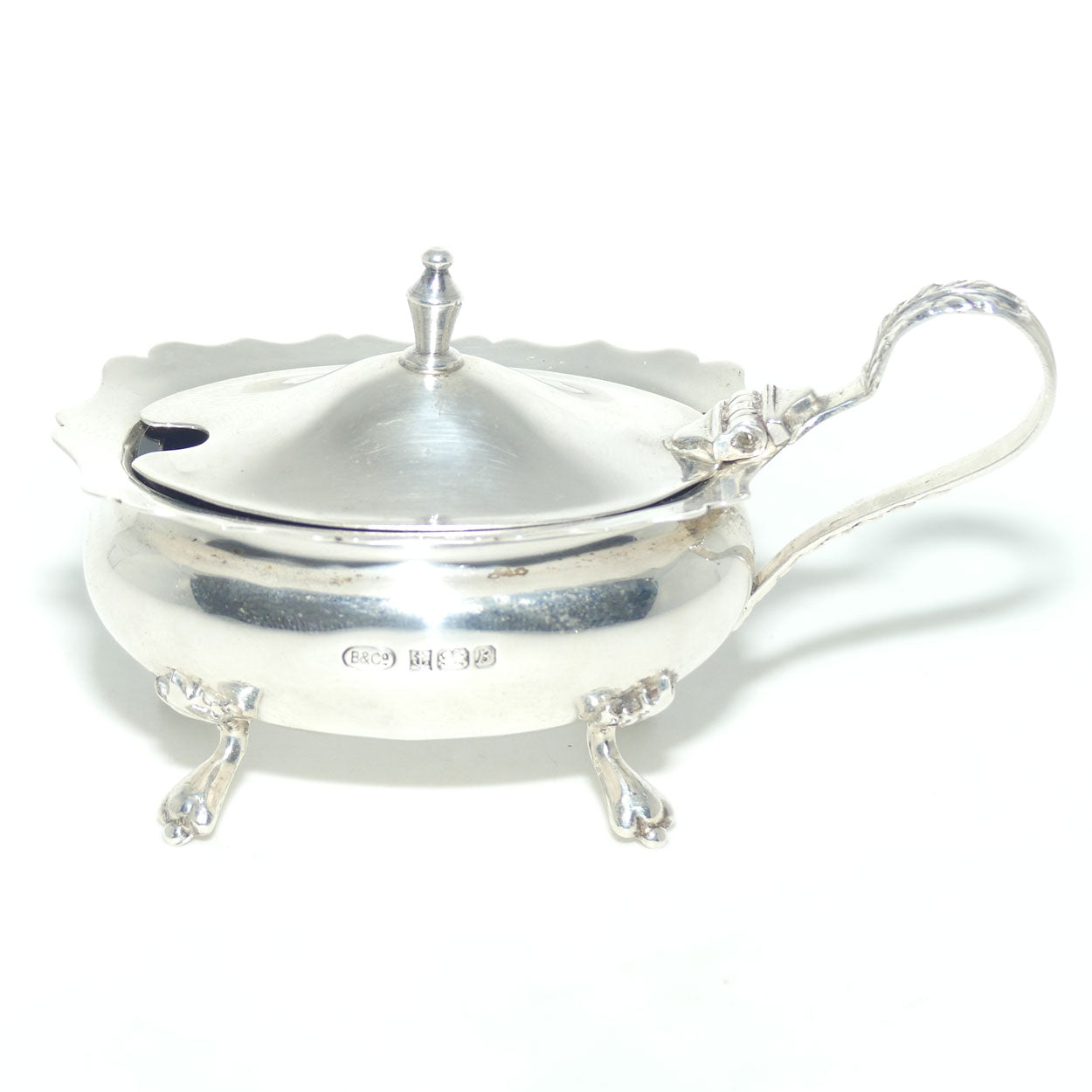 Sterling Silver cruet set with blue glass liners | Birmingham 1976 | Boxed | 150gms