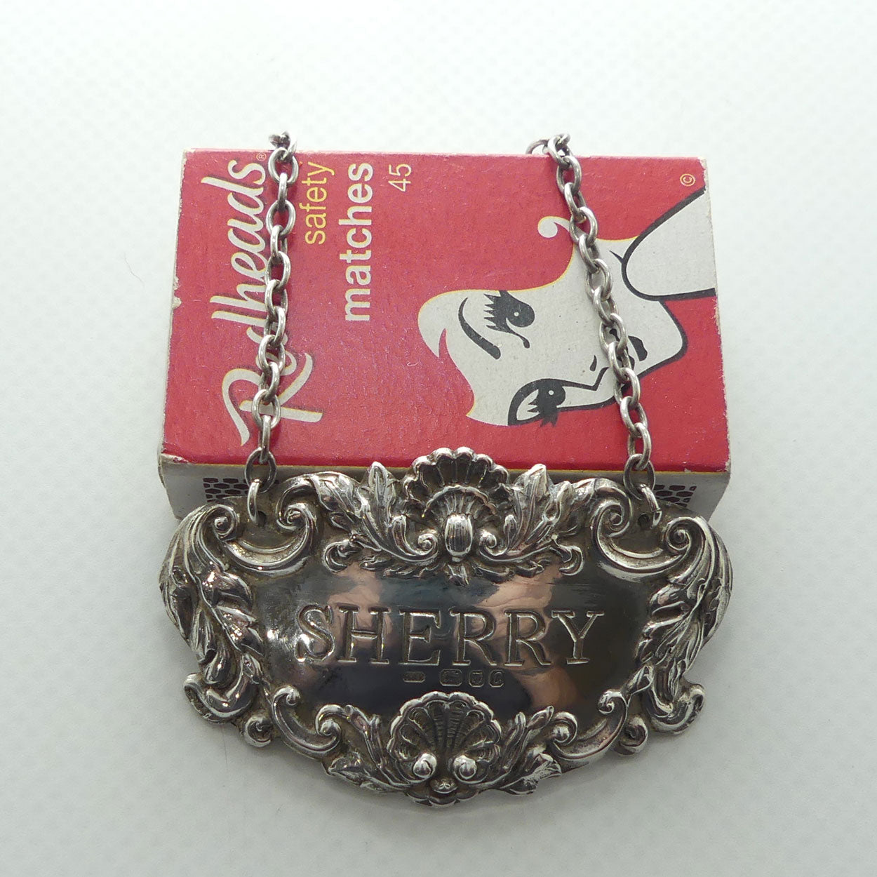 Sterling Silver decanter collar | SHERRY | London 1977 | 10.5g