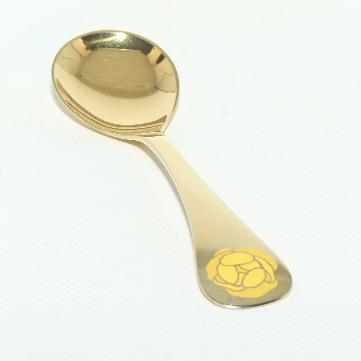 Georg Jensen Sterling Silver and Gold Vermeil Annual Spoon with inset enamel decoration | 1978 Globe Flower | boxed