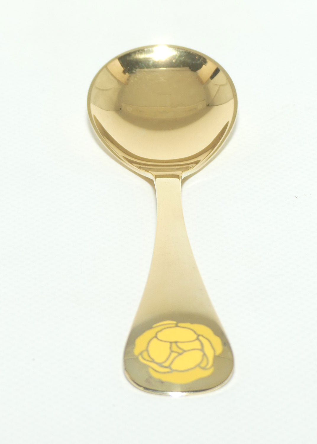 Georg Jensen Sterling Silver and Gold Vermeil Annual Spoon with inset enamel decoration | 1978 Globe Flower | boxed