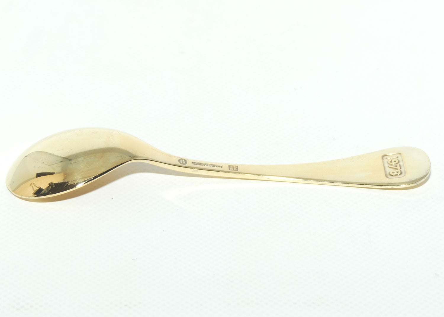 Georg Jensen Sterling Silver and Gold Vermeil Annual Spoon with inset enamel decoration | 1978 Globe Flower | boxed
