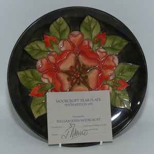 Moorcroft Annual Year plate | 1991 Tudor Rose | Ltd Ed | Boxed