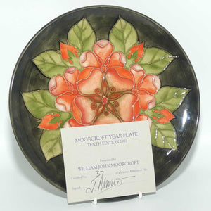 Moorcroft Annual Year plate | 1991 Tudor Rose | Ltd Ed | Boxed