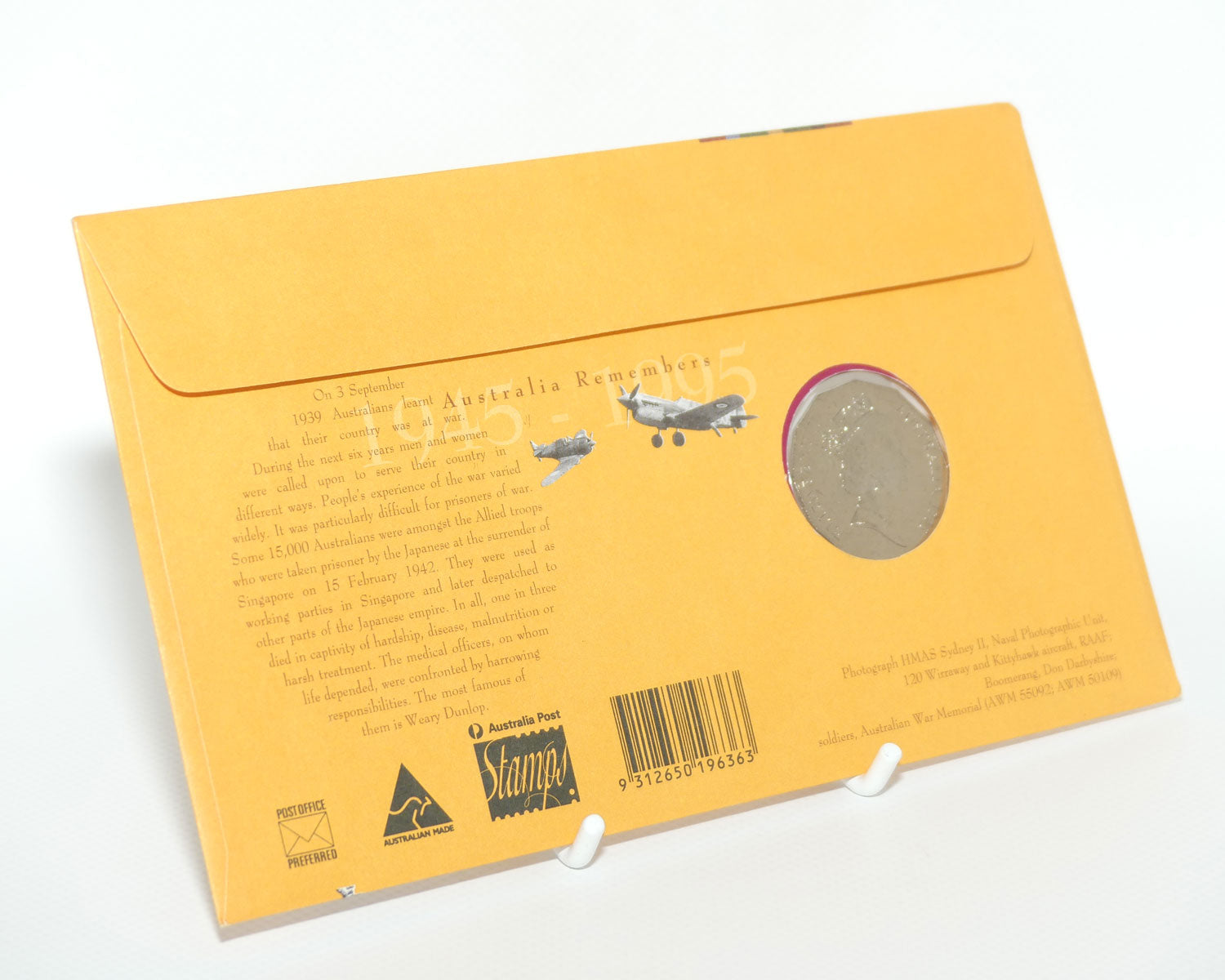 1995 RAM Postal Numismatic Cover 50c Australia Remembers 1945 - 1995 Stamp and Coin Cover