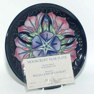 Moorcroft Annual Year plate | 1996 Morning Glory | Ltd Ed | Boxed