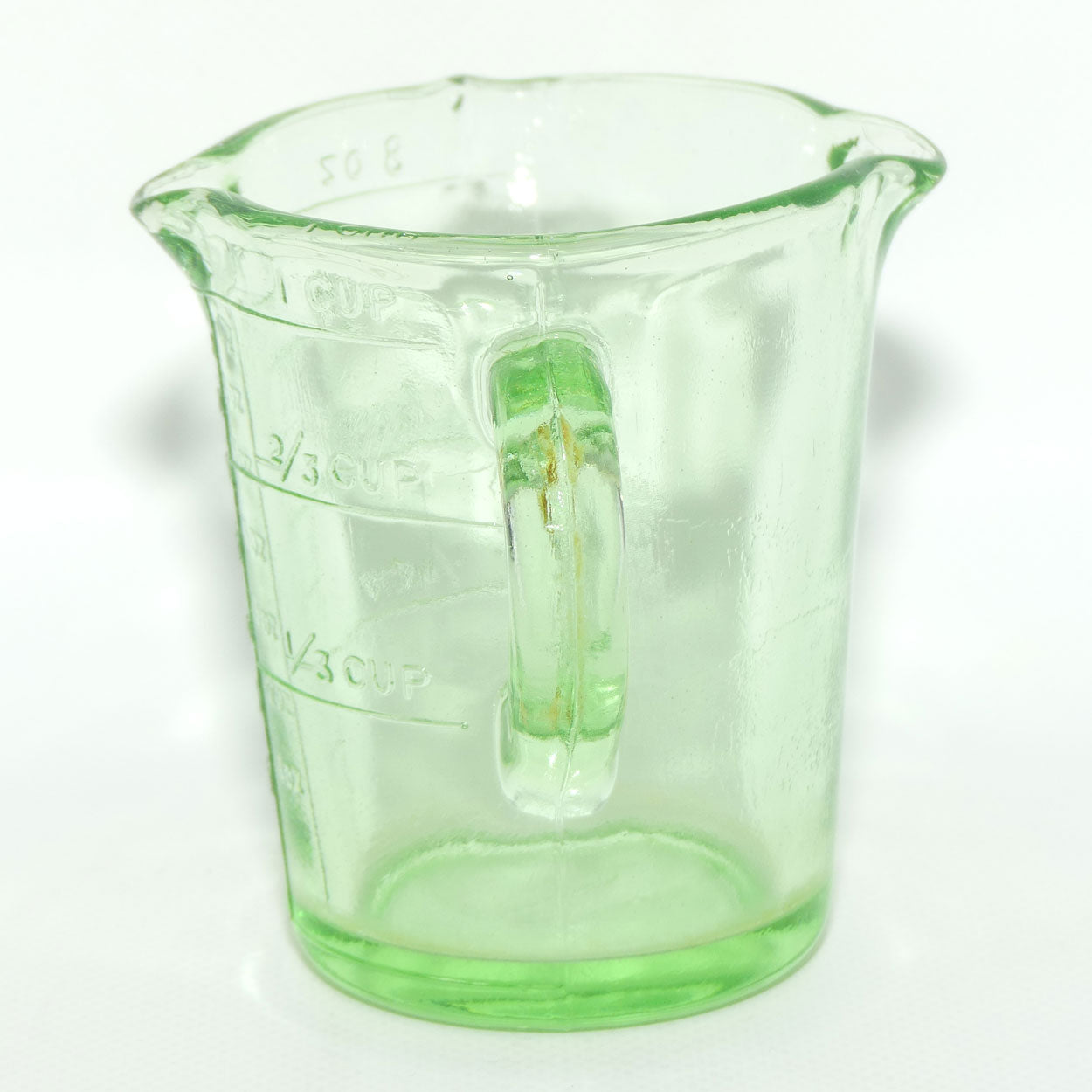 Green Depression Glass three pourer lip 1 cup measuring jug | #1