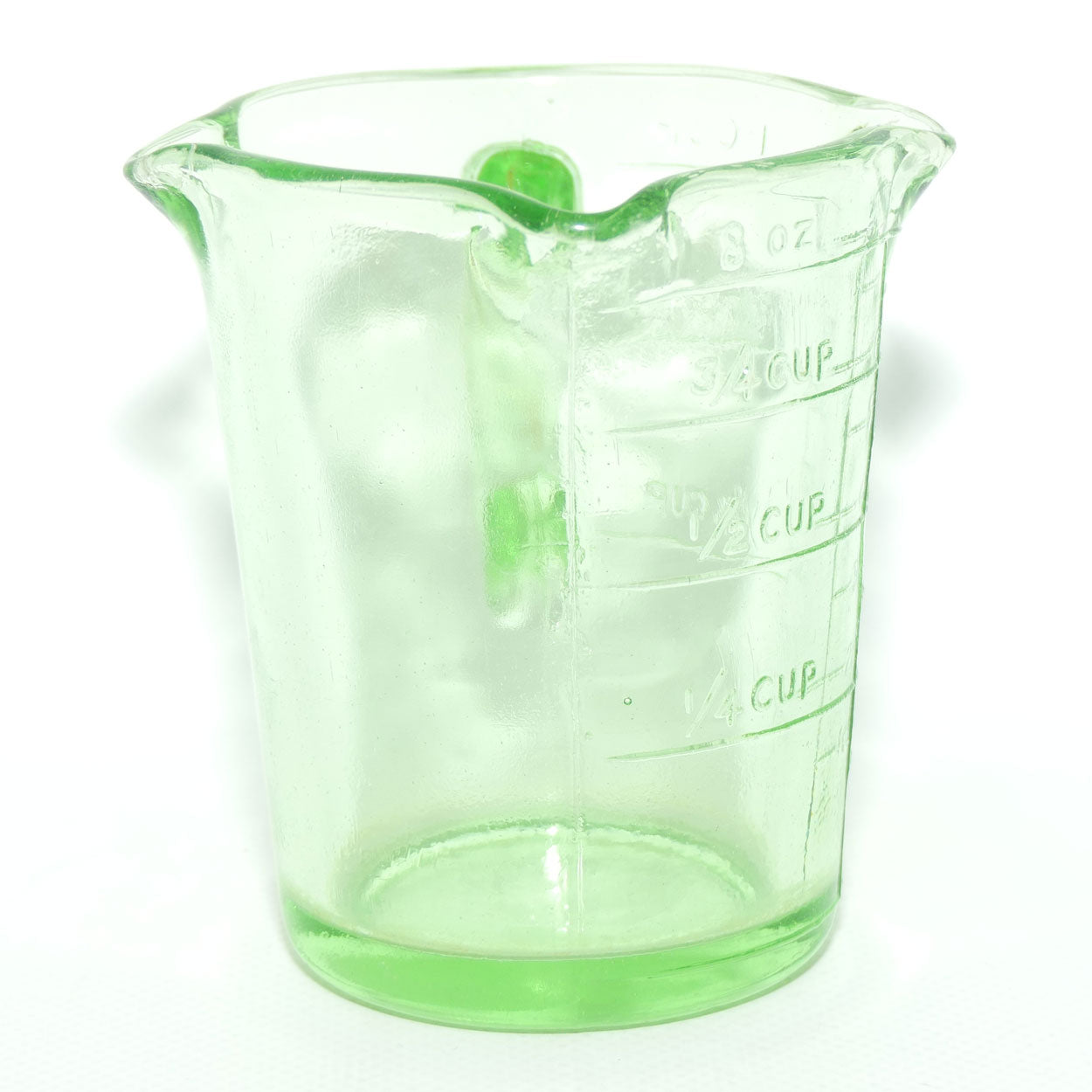 Green Depression Glass three pourer lip 1 cup measuring jug | #1
