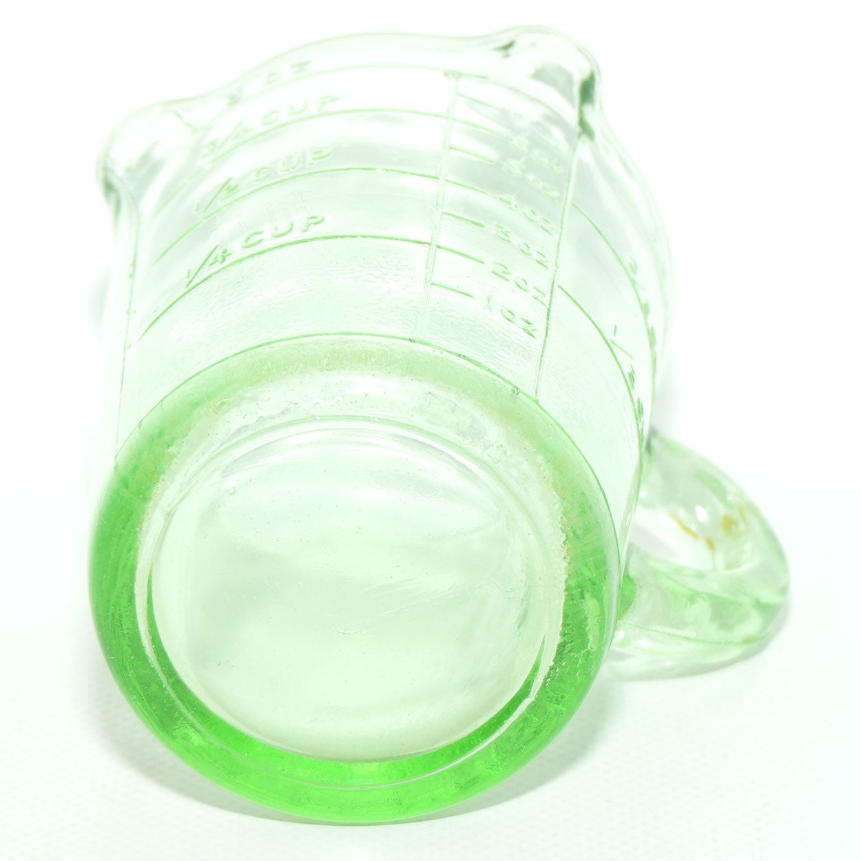 Green Depression Glass three pourer lip 1 cup measuring jug | #1