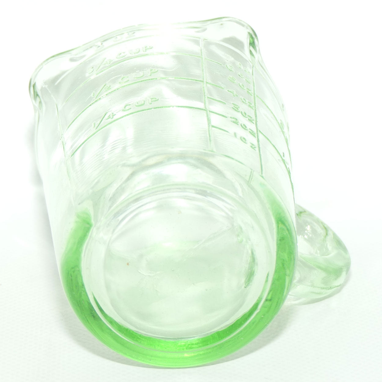 Green Depression Glass three pourer lip 1 cup measuring jug | #3