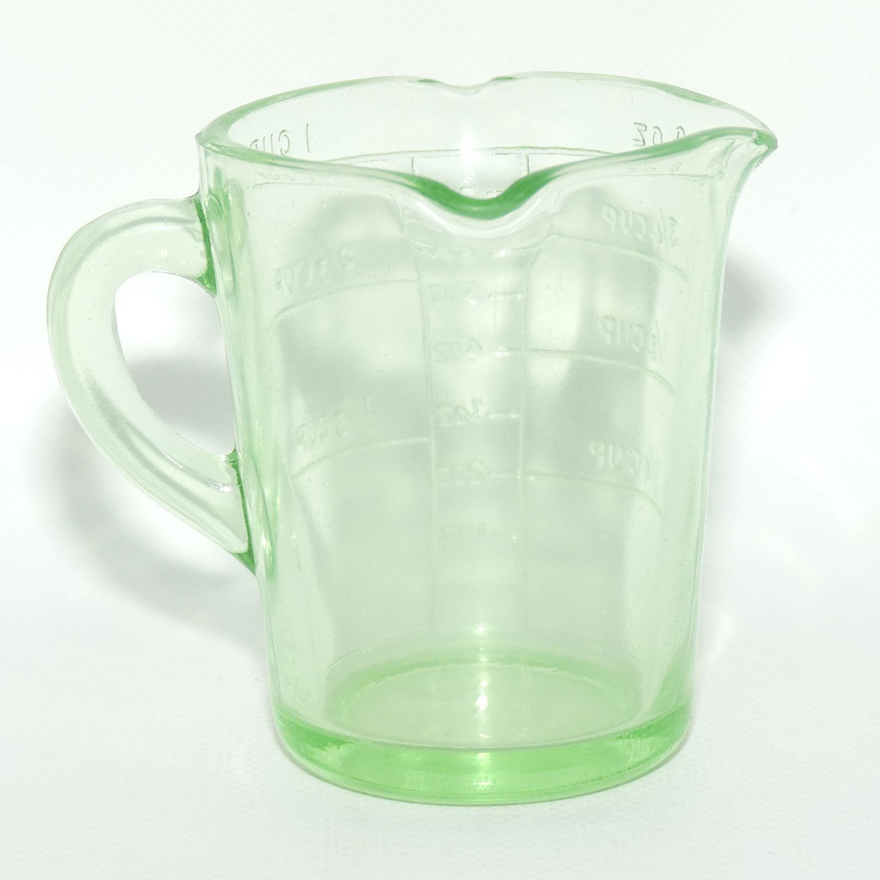Green Depression Glass three pourer lip 1 cup measuring jug | #4
