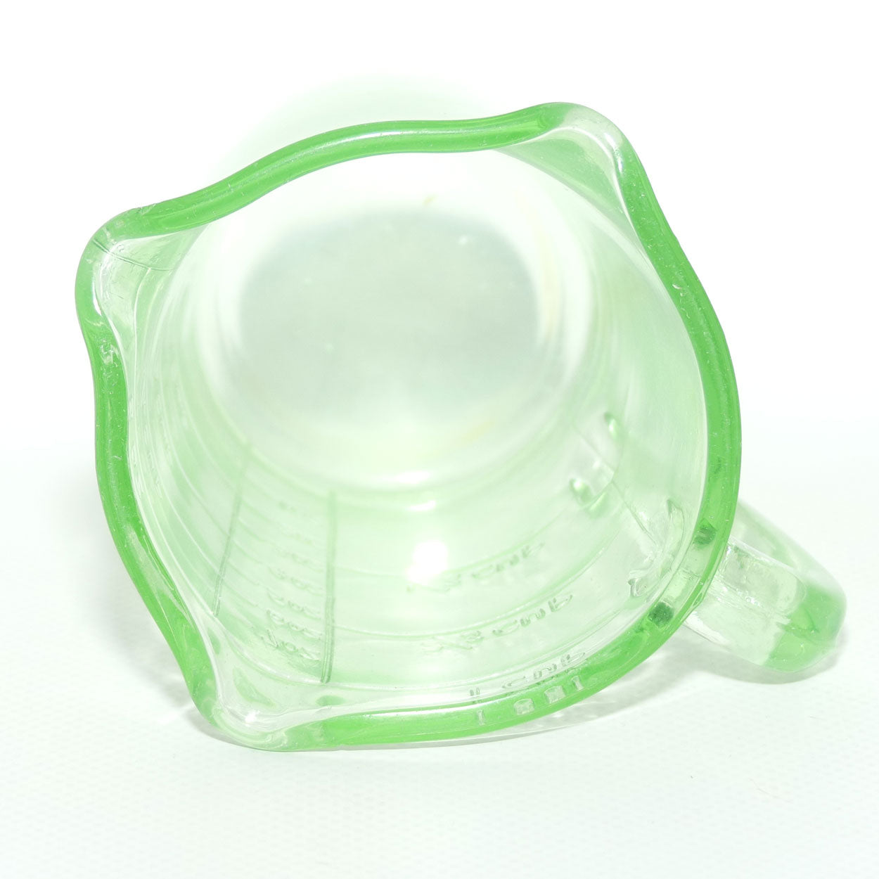 Green Depression Glass three pourer lip 1 cup measuring jug | #4