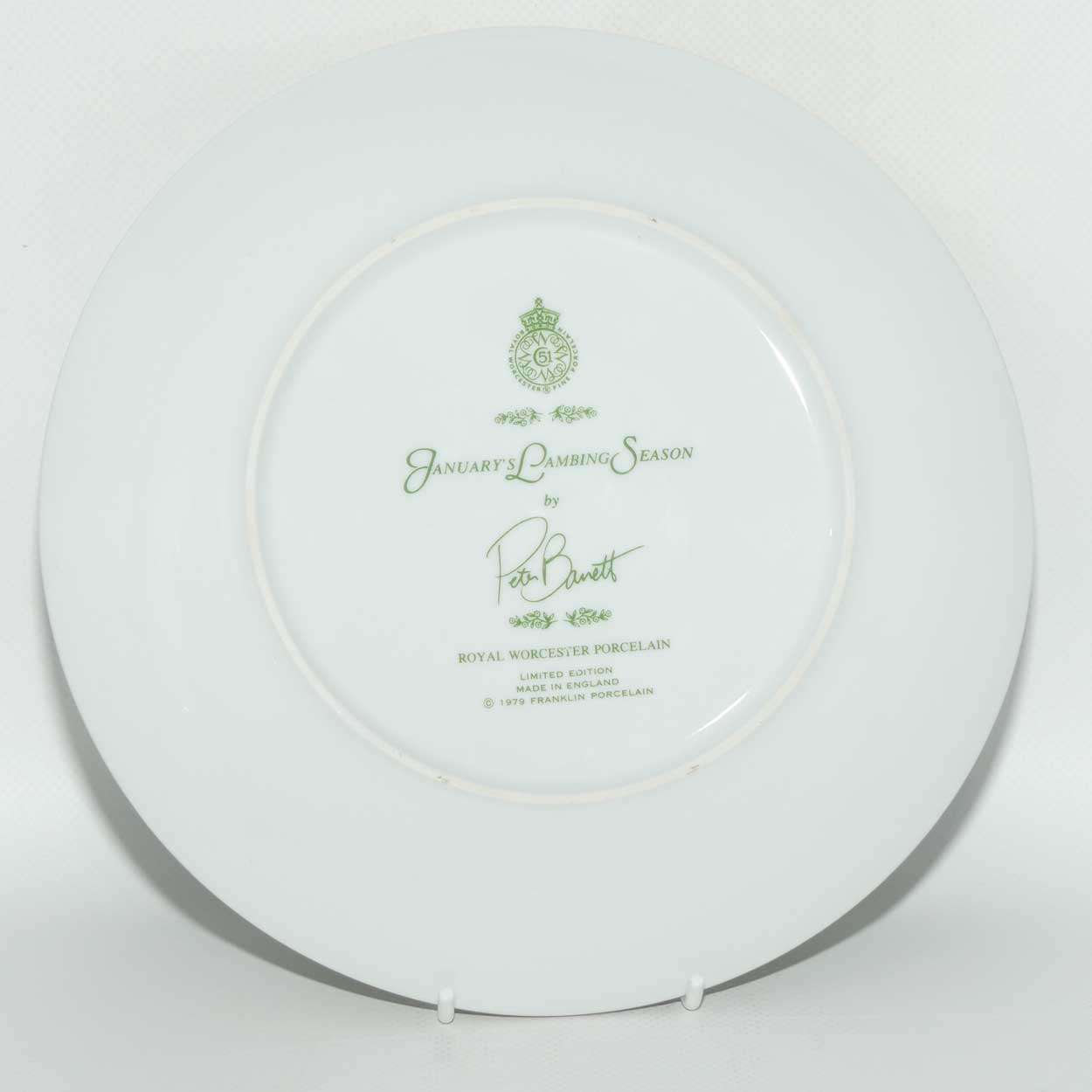 Royal Worcester for Franklin Porcelain | Peter Barnett | Months series | plate #1 | January's Lambing Season