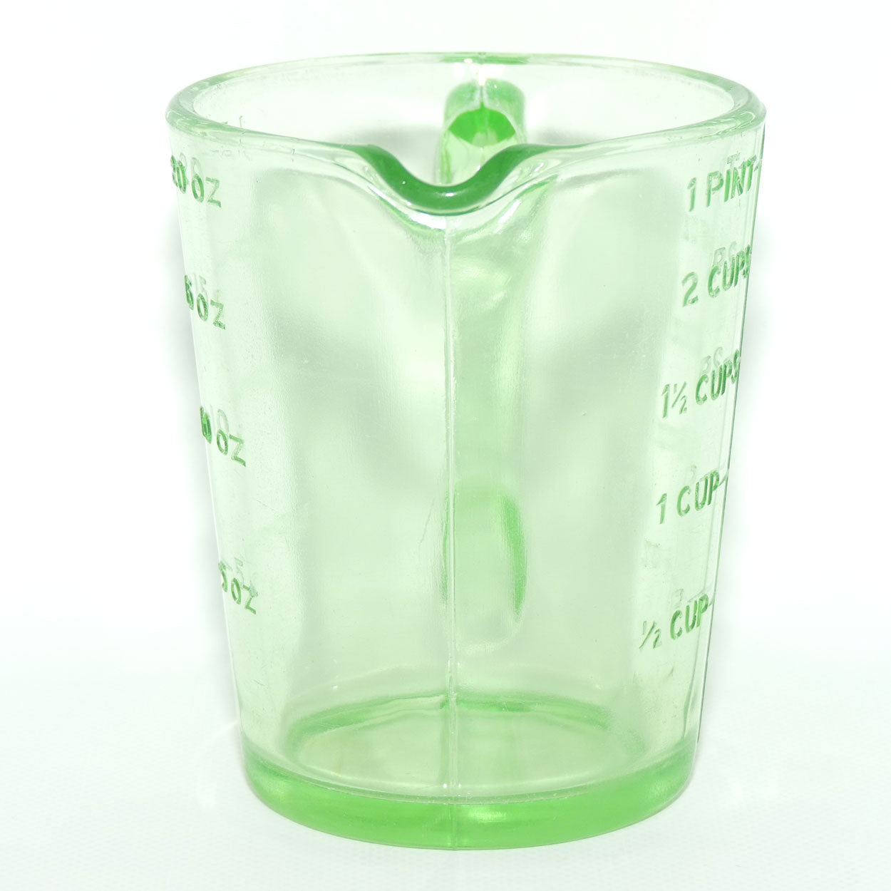 Green Depression Glass 1 Pint 2 Cups measuring jug | UV reactive | #1