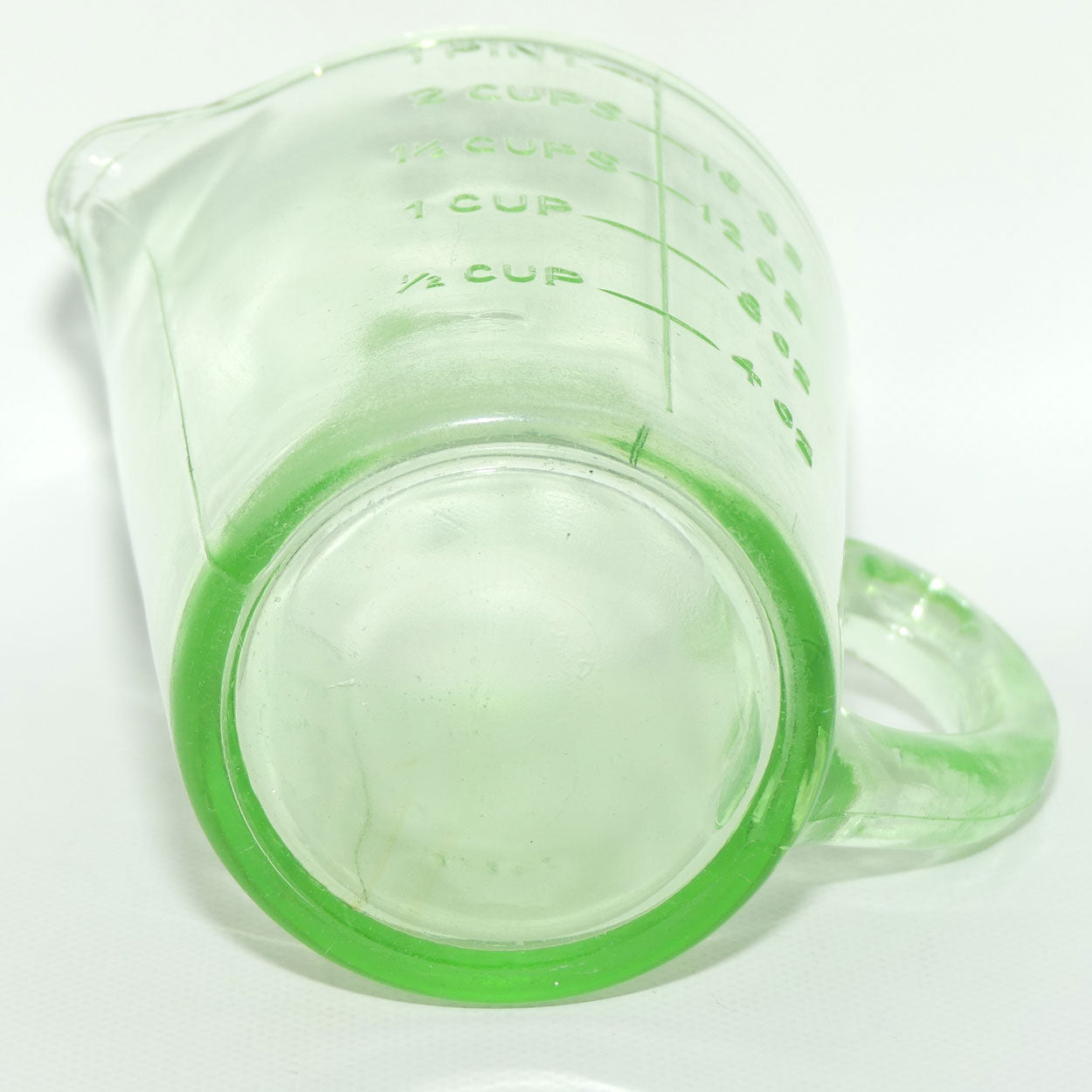 Green Depression Glass 1 Pint 2 Cups measuring jug | UV reactive | #1