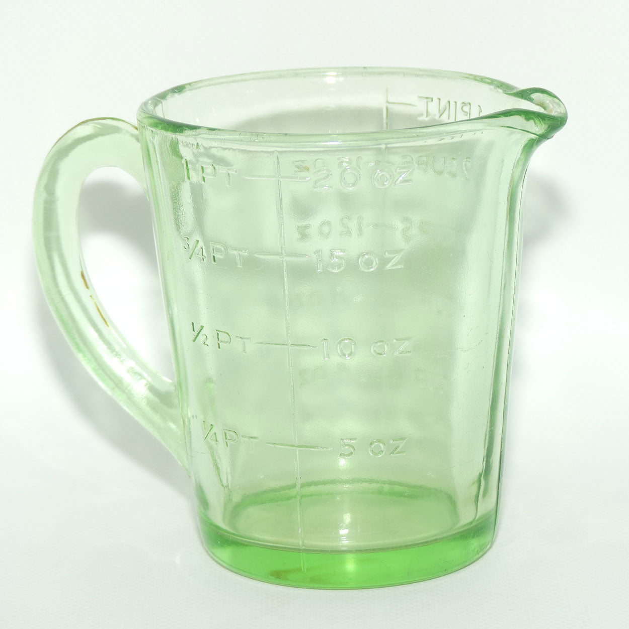 Green Depression Glass 1 Pint 2 Cups measuring jug | UV reactive | #2
