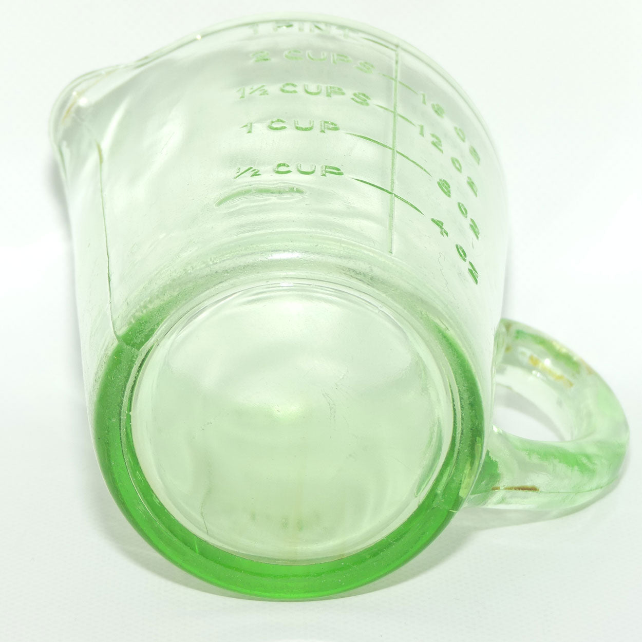 Green Depression Glass 1 Pint 2 Cups measuring jug | UV reactive | #2