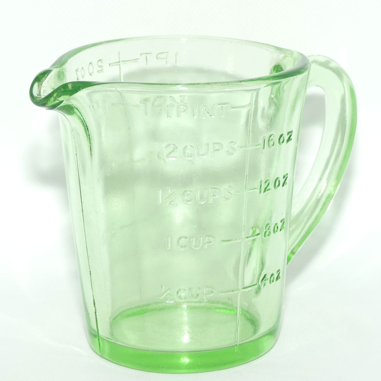 Green Depression Glass 1 Pint 2 Cups measuring jug | #3