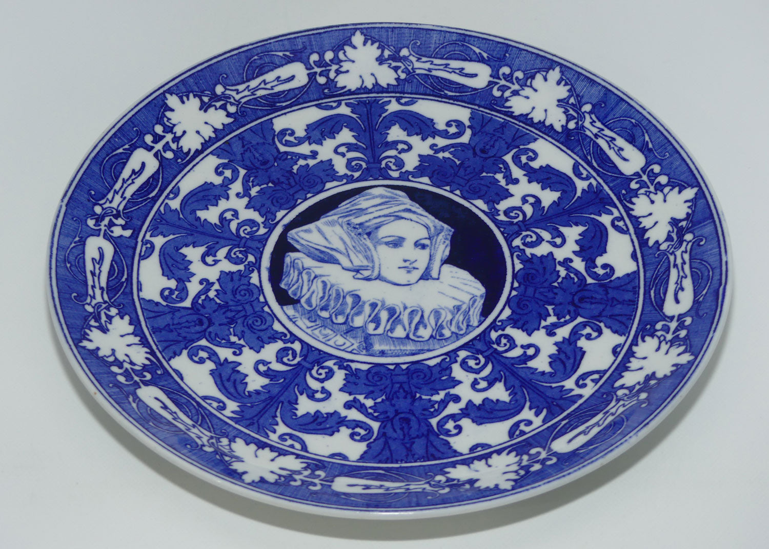 Royal Doulton Tudor Characters Flow Blue plate #1 | Tudor Lady