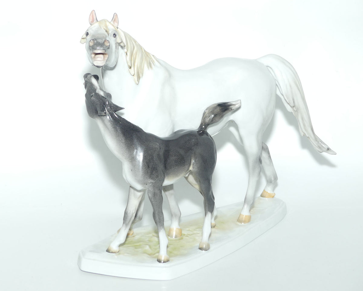 Herend Hungary figure 5893 | Pony with His Mother | Grey | Extra Large