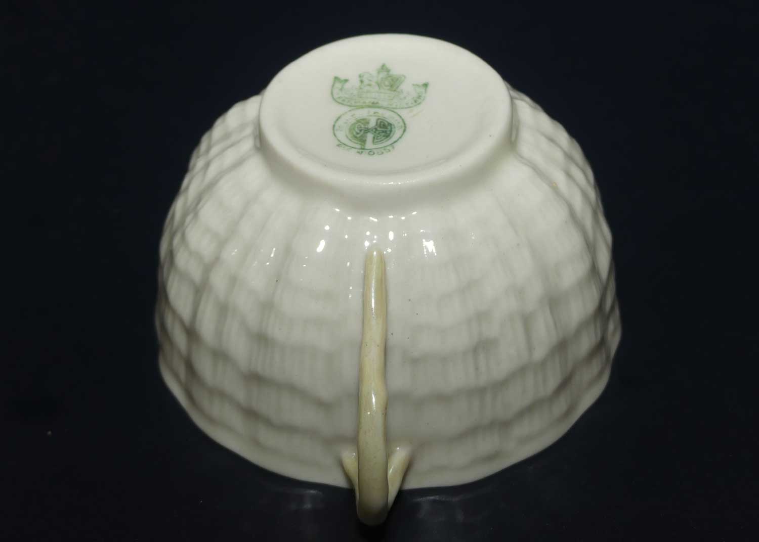 Belleek Tridacna pattern tea cup | Cream with Lustre | 1st Green mark