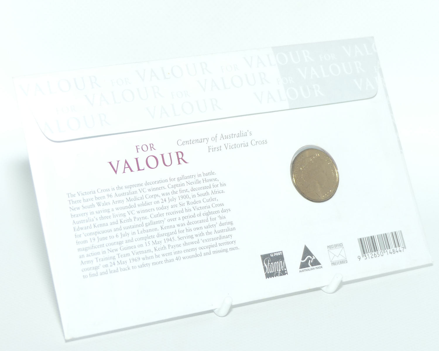 2000 RAM Postal Numismatic Cover $1 For Valour Centenary of Australia's First Victoria Cross Stamp and Coin Cover