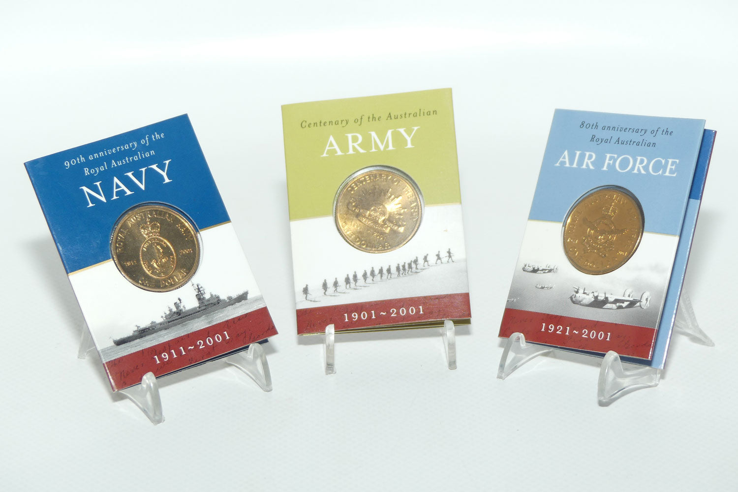 RAM 2001 Australian Navy | Army | Air Force Anniversary Commemorative $1 coins | 3 coins | Uncirculated