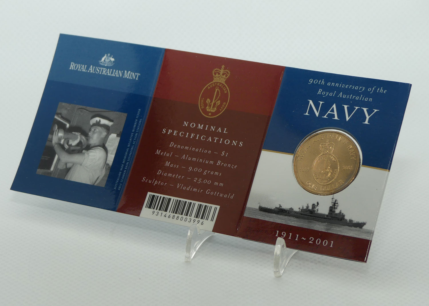 RAM 2001 Australian Navy commemorative $1 | Uncirculated | 90th Anniversary Australian Navy 1911 - 2001