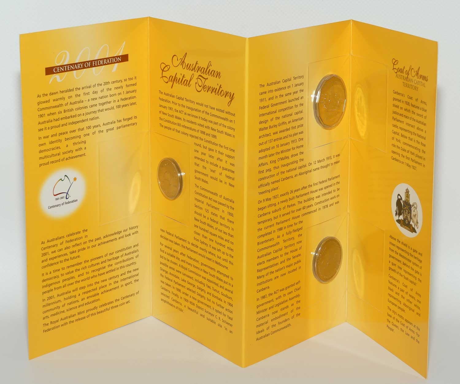 RAM 2001 Three Coin Territory Uncirculated set | Centenary of Federation Mint Set | Australian Capital Territory