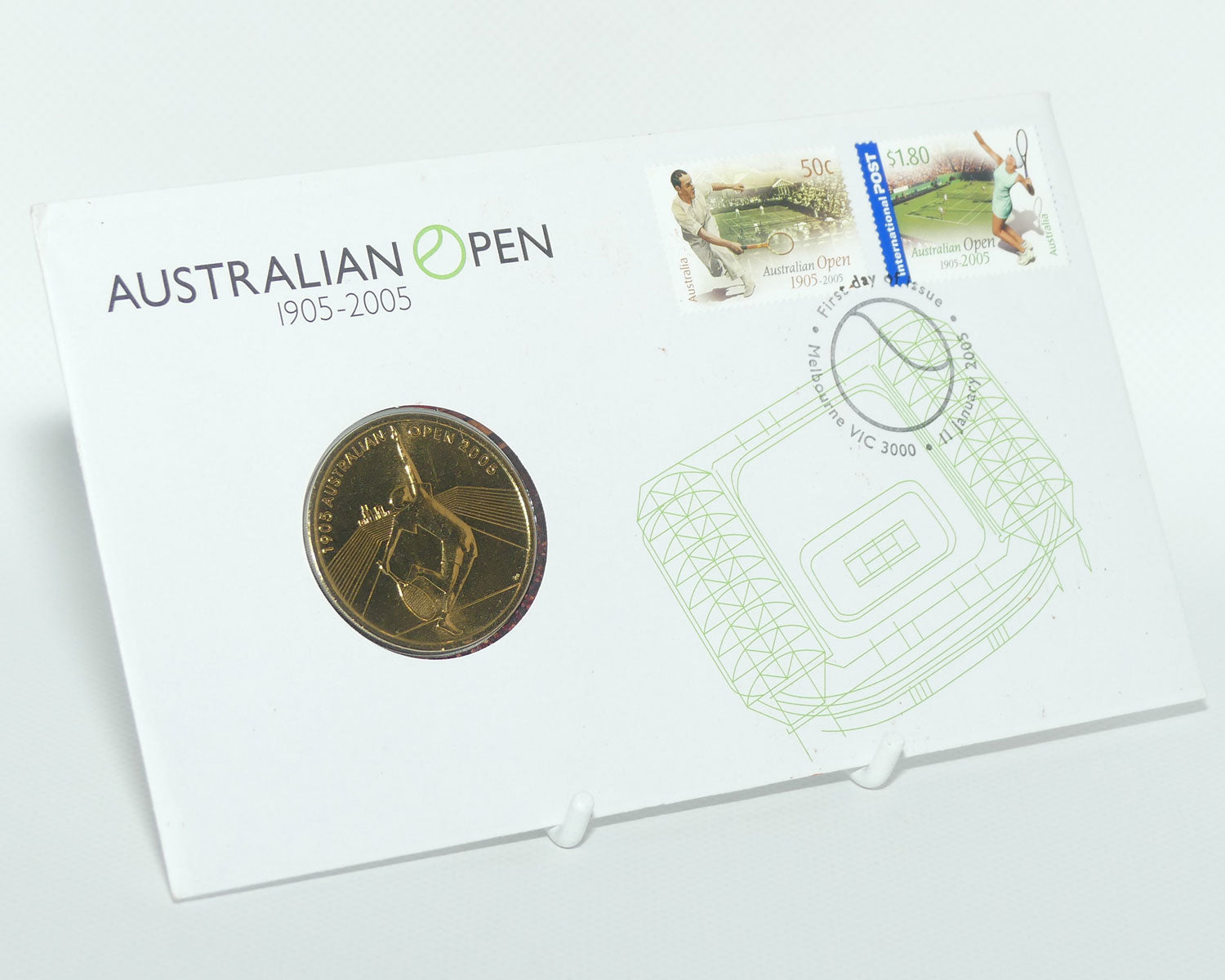 2005 RAM Postal Numismatic Cover $5 Coin Australian Open Tennis Centenary 1905 - 2005 Stamp and Coin Cover