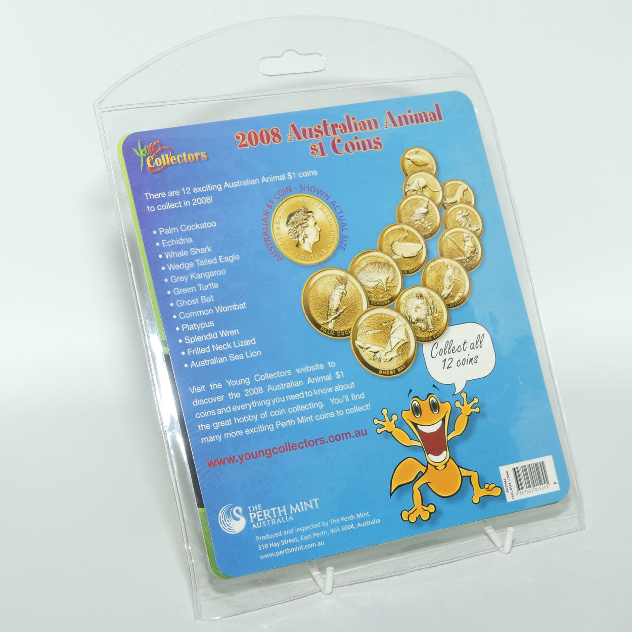 2008 Perth Mint Australian Animal $1 Coin | Young Collectors series | Frilled Neck Lizard | UNC