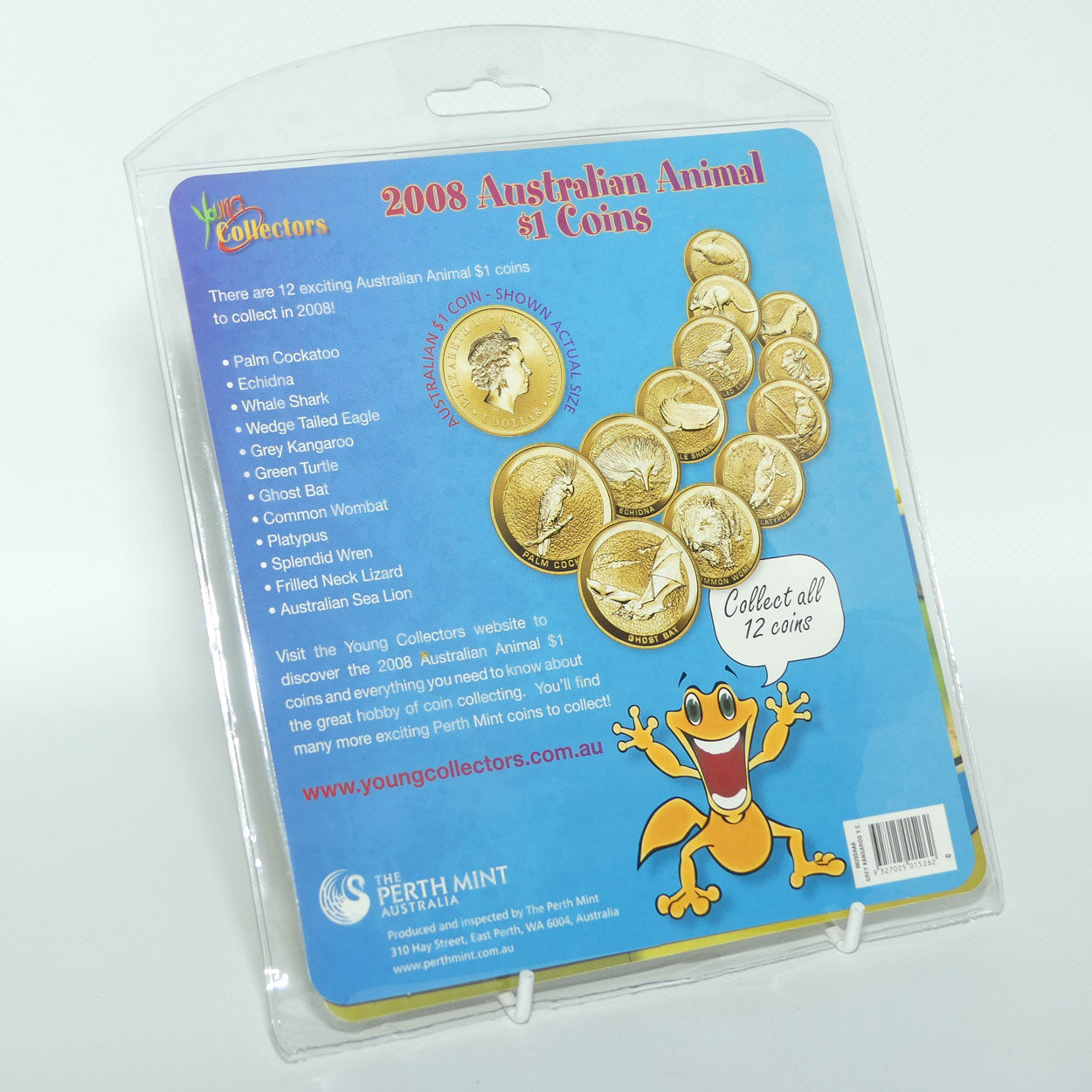 2008 Perth Mint Australian Animal $1 Coin | Young Collectors series | Grey Kangaroo | UNC