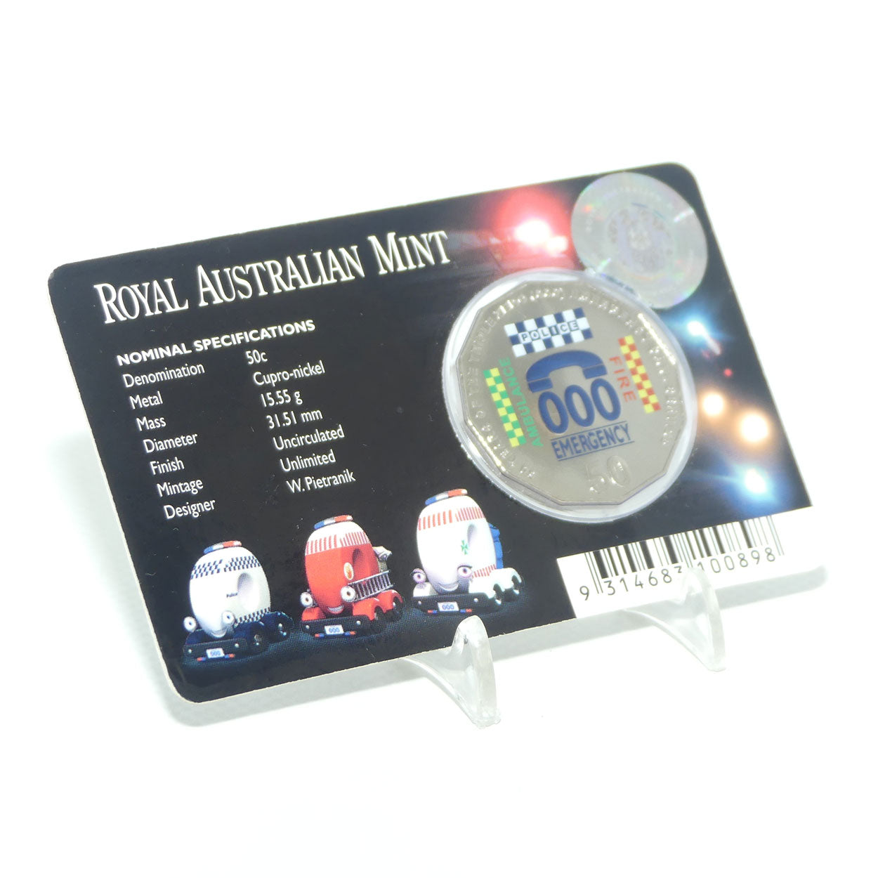 2011 RAM Australia 50 Years of Triple Zero pad printed Uncirculated 50 cent coin
