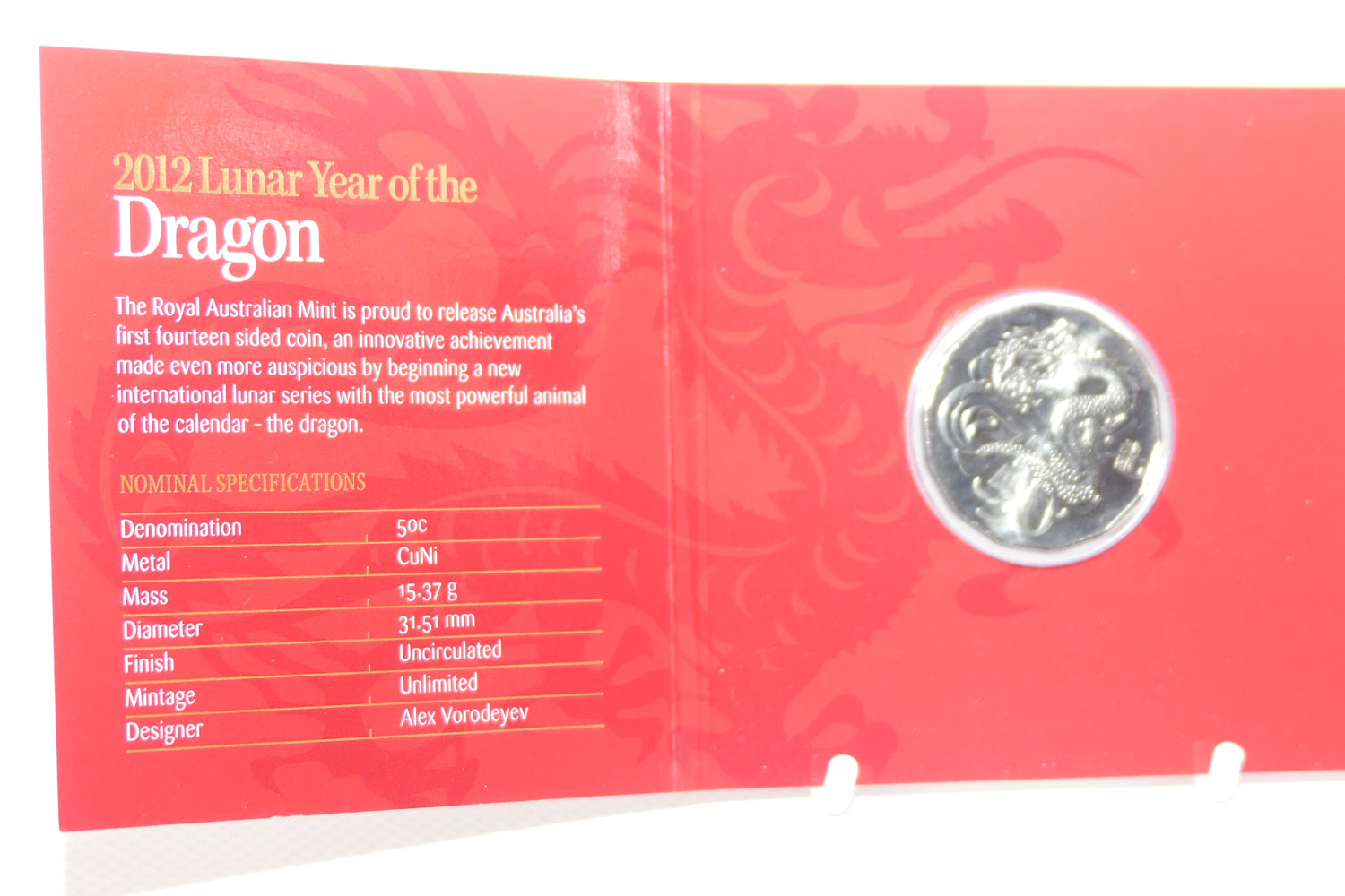 2012 RAM Australia Lunar Year of the Dragon | Tetra Decagon Series | Uncirculated 50c