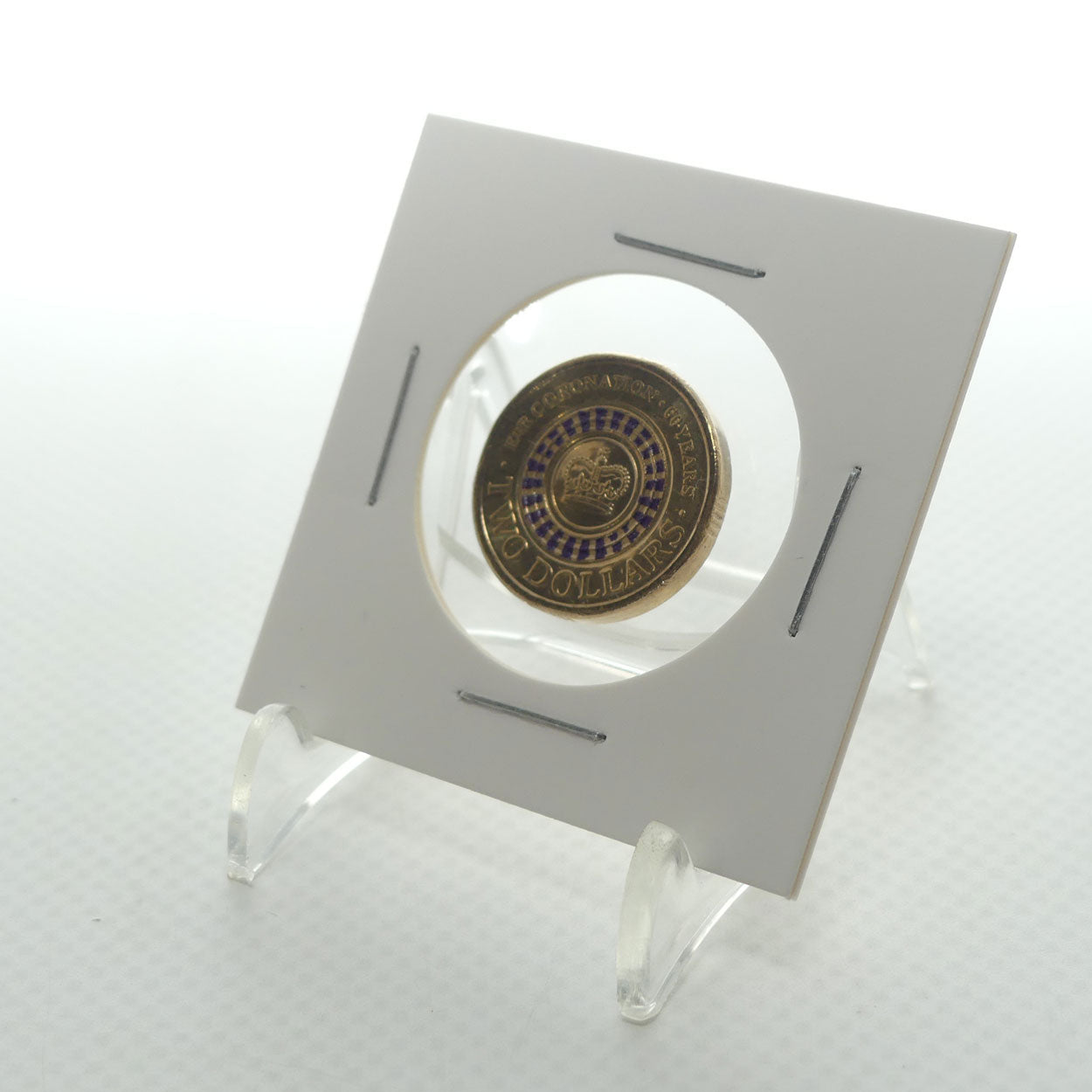 RAM 2013 ER Coronation 60 Years $2 Coin | Purple Colour Printed Crown | Circulated Australian Decimal Coin