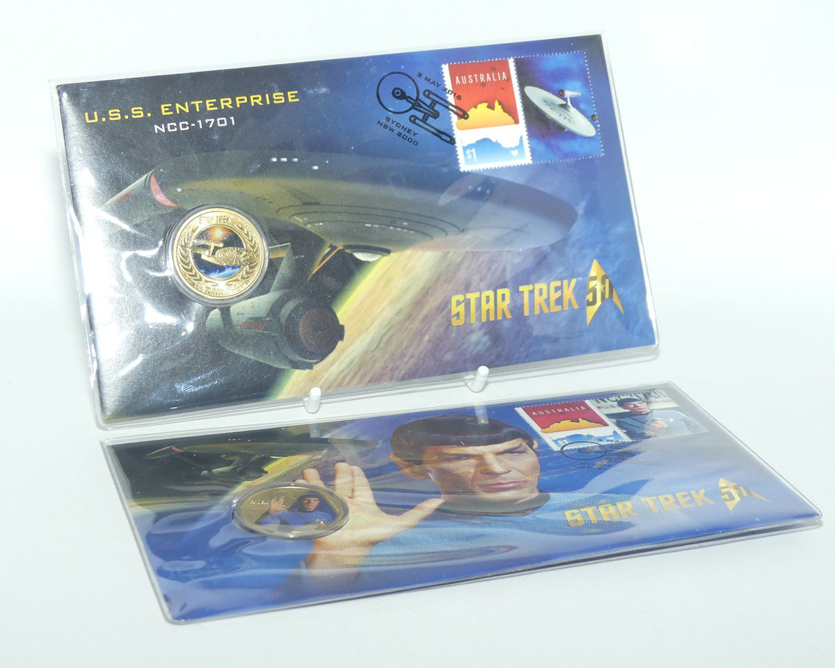 2016 Tuvalu and Australia RAM Postal Numismatic Cover pair | Spock and USS Enterprise