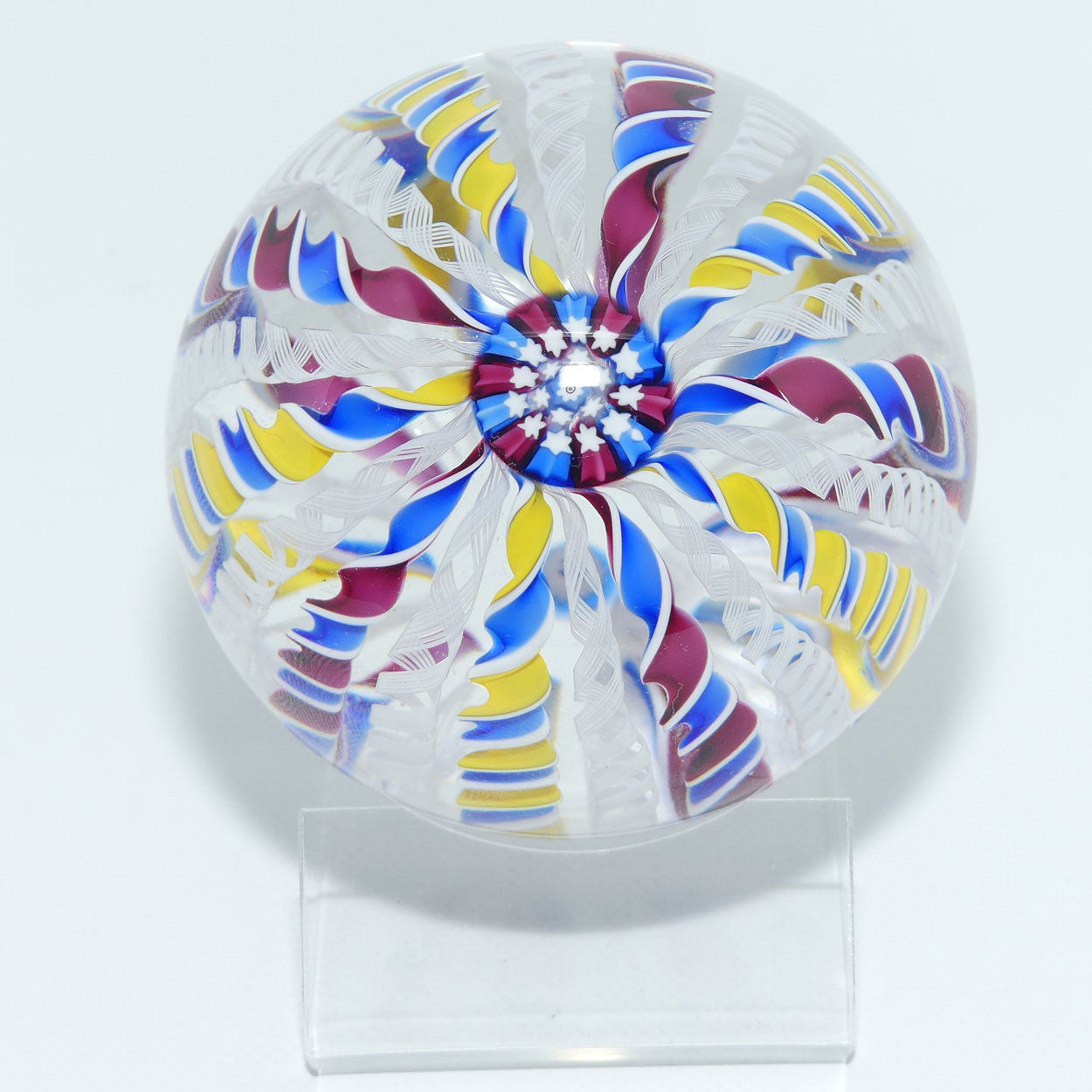 John Deacons Scotland 20 Stave Crown Large paperweight | Blue Yellow and Blue Magenta