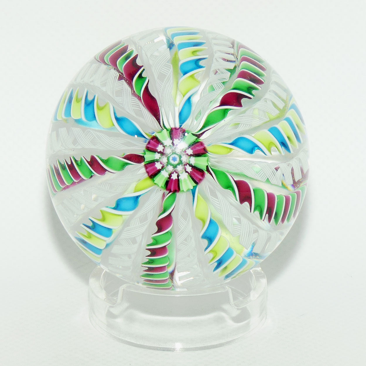 John Deacons Scotland 20 Stave Crown Large paperweight | Green Magenta and Blue Lime Yellow
