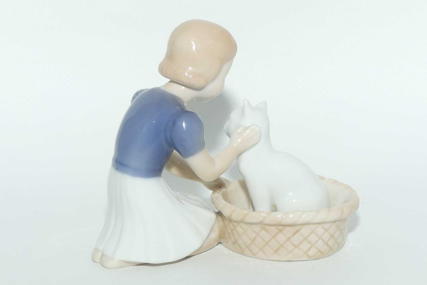 Bing and Grondahl figure | Girl with Cat in Basket | #2249
