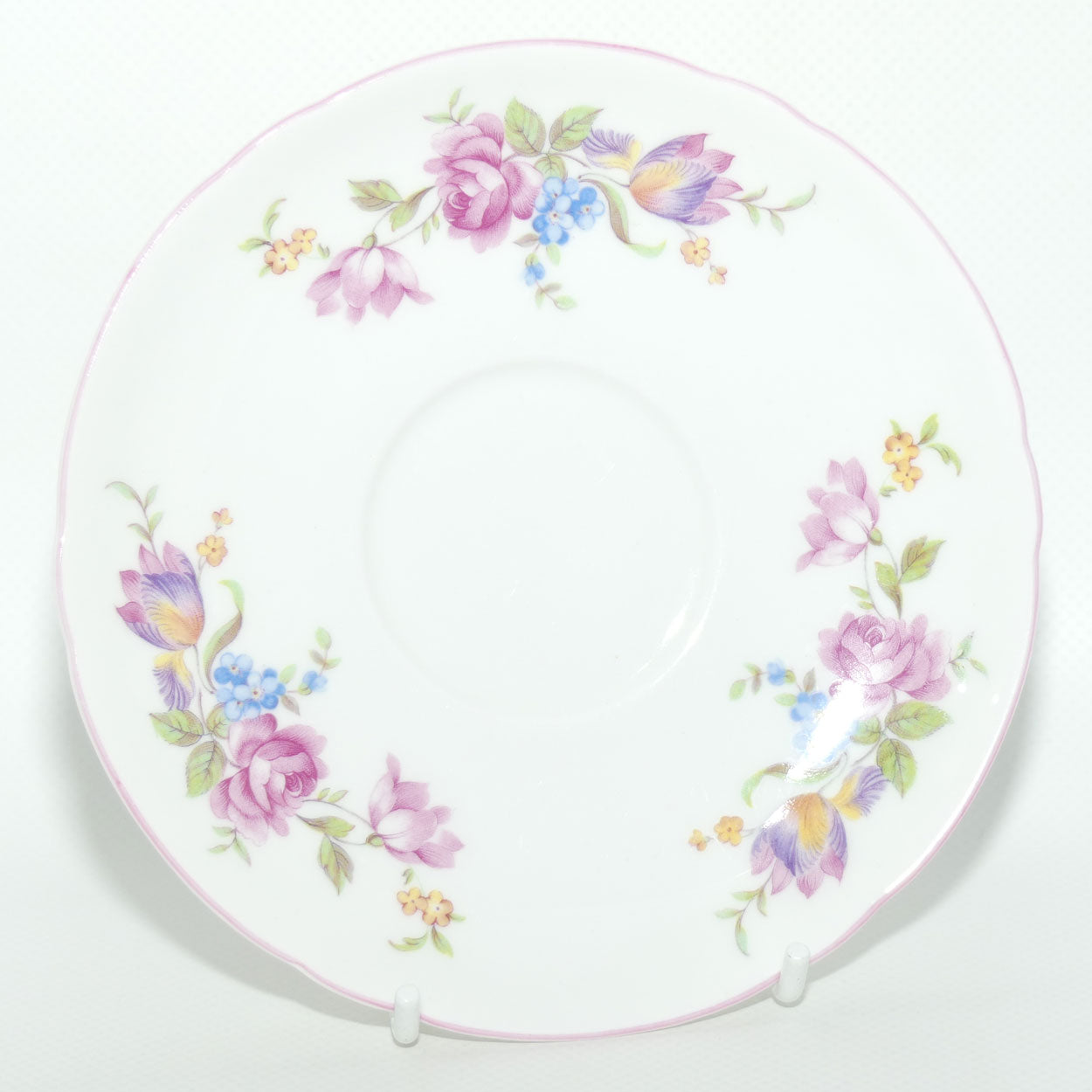 Shelley Butchers Rose Spray saucer and plate | Pink trim | 2338
