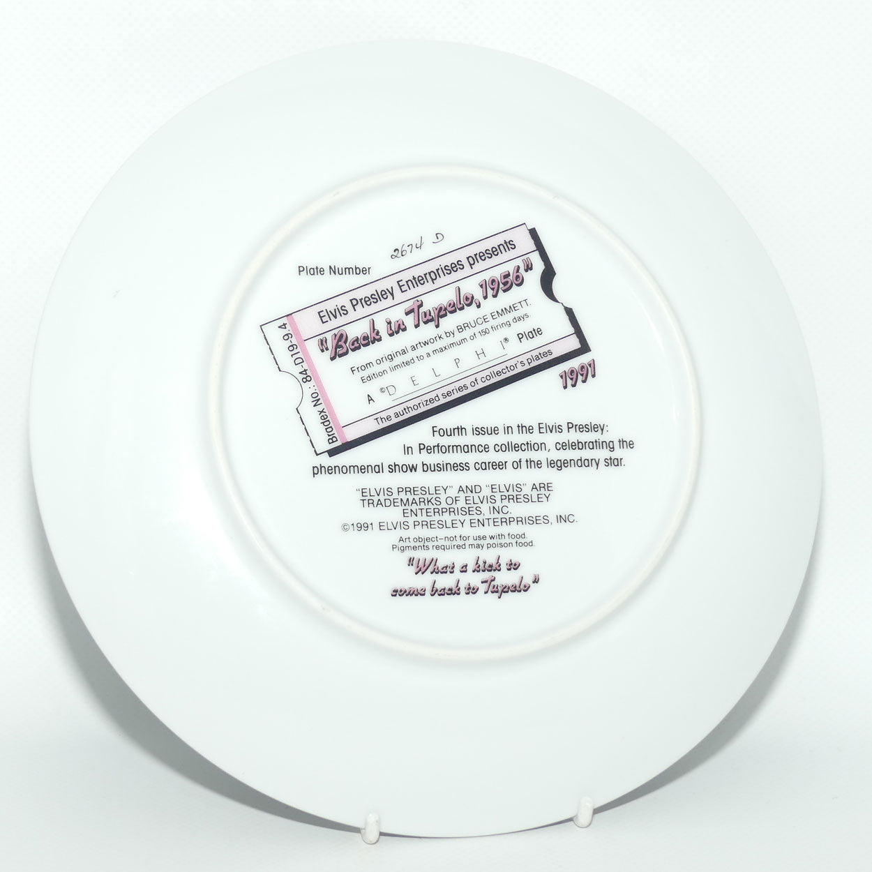 Bradford Exchange collector plate | Elvis Presley by Bruce Emmett | Plate 4 | Back in Tupelo 1956