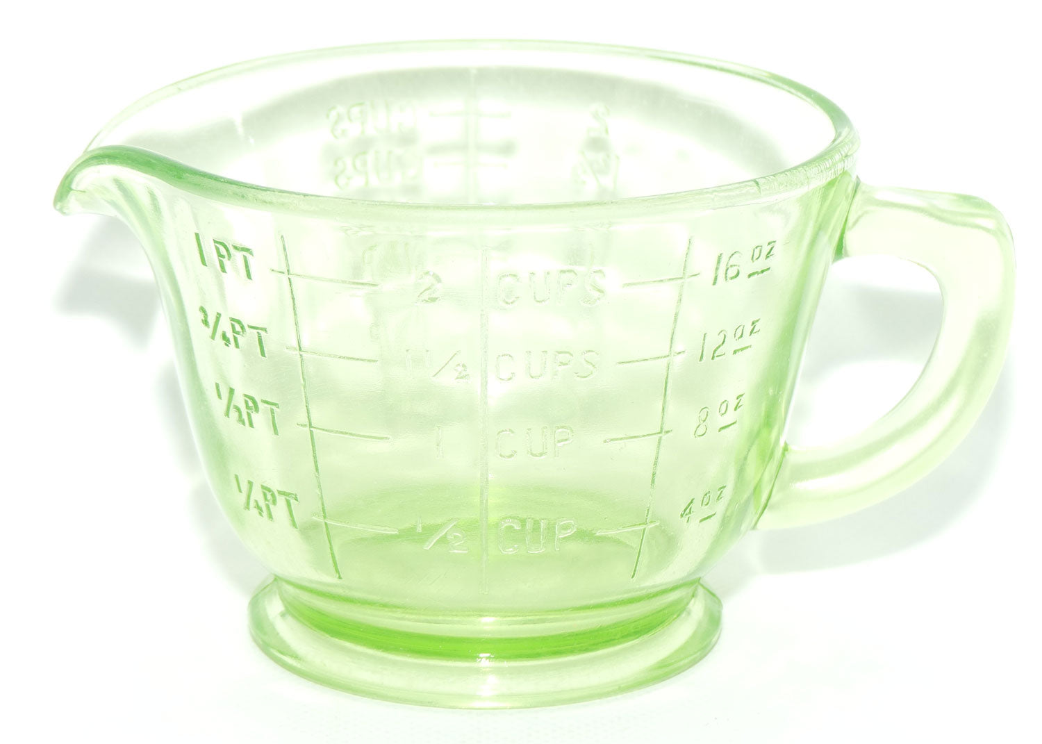 Green Glass | Uranium Glass 2 Cup measure wide Measuring Jug | 9.5cm tall | #1