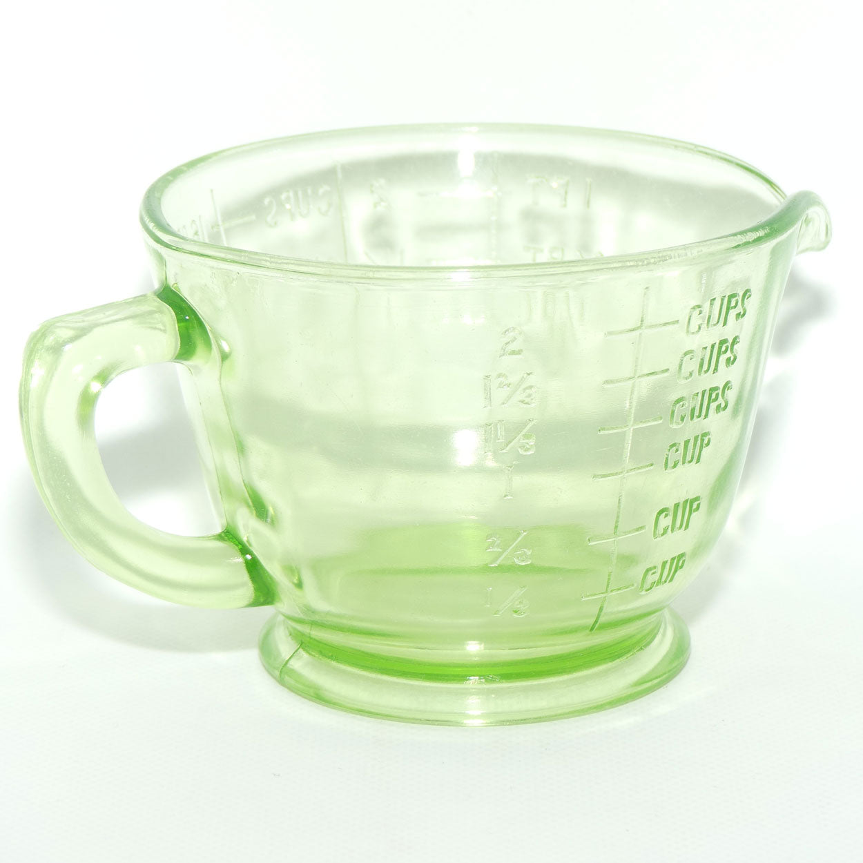 Green Glass | Uranium Glass 2 Cup measure wide Measuring Jug | 9.5cm tall | #1