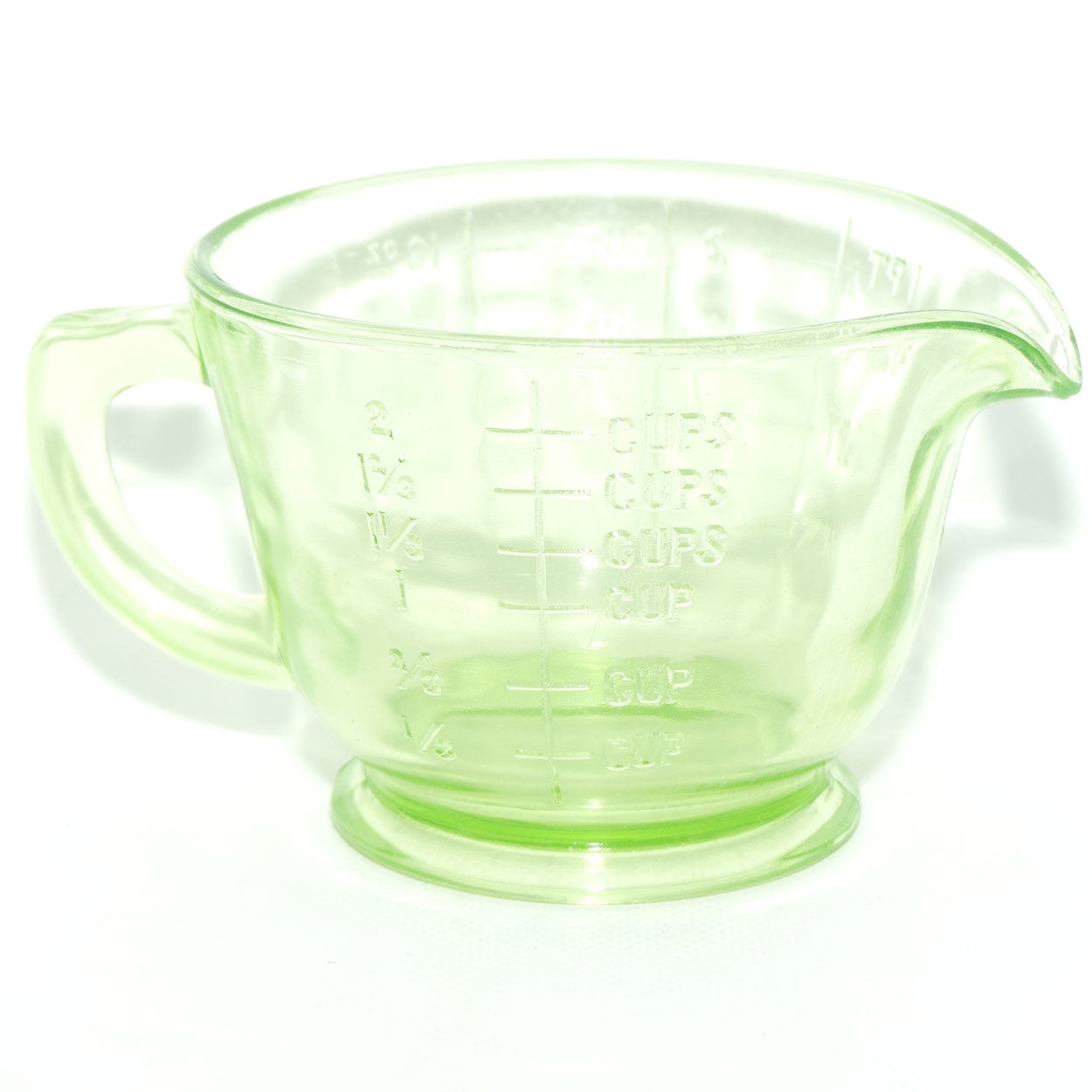 Green Glass | Uranium Glass 2 Cup measure wide Measuring Jug | 9.5cm tall | #1