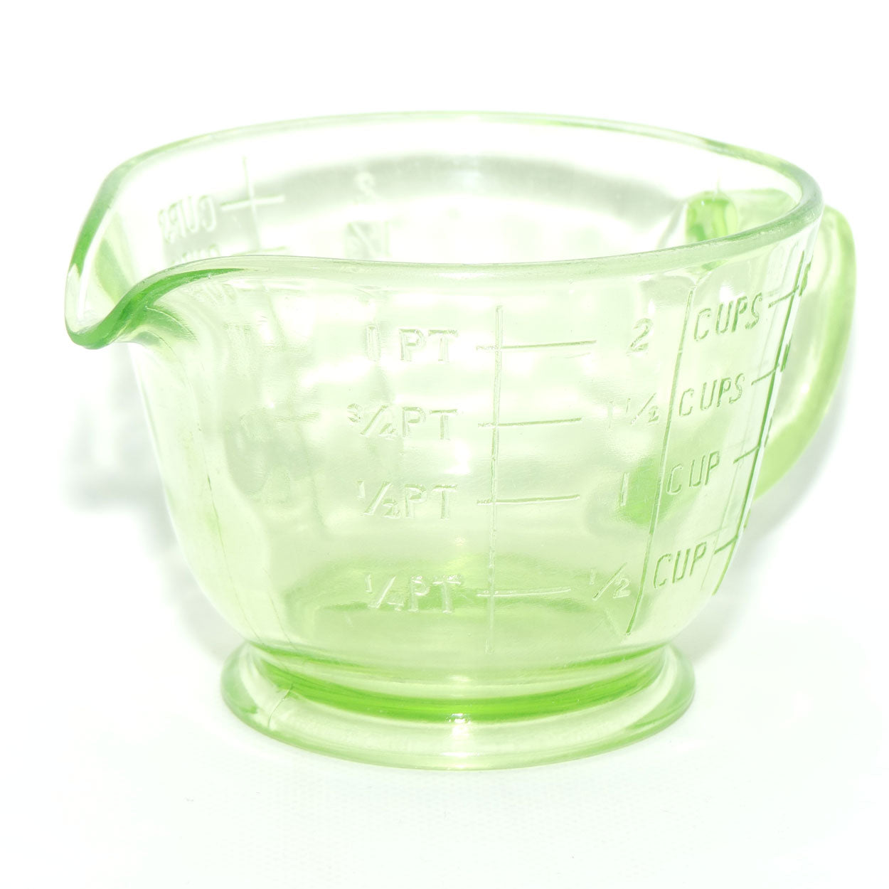 Green Glass | Uranium Glass 2 Cup measure wide Measuring Jug | 9.5cm tall | #1