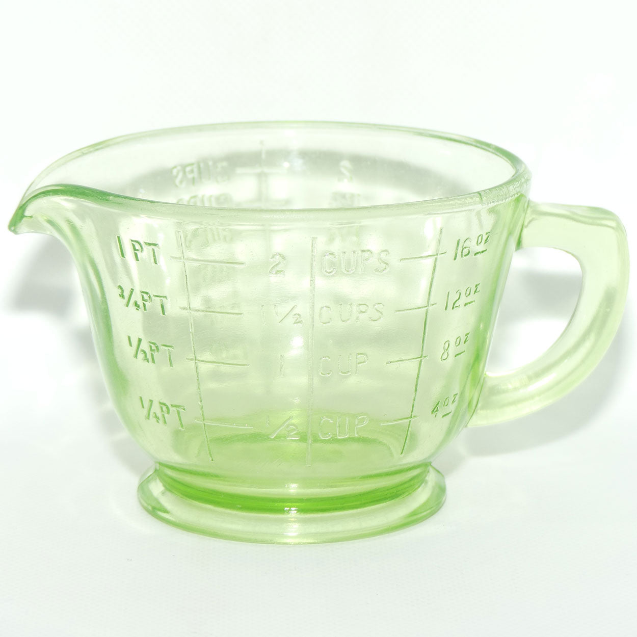 Green Glass | Uranium Glass 2 Cup measure wide Measuring Jug | 9.5cm tall | #1