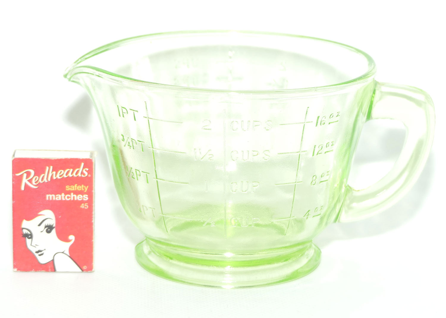 Green Glass | Uranium Glass 2 Cup measure wide Measuring Jug | 9.5cm tall | #2