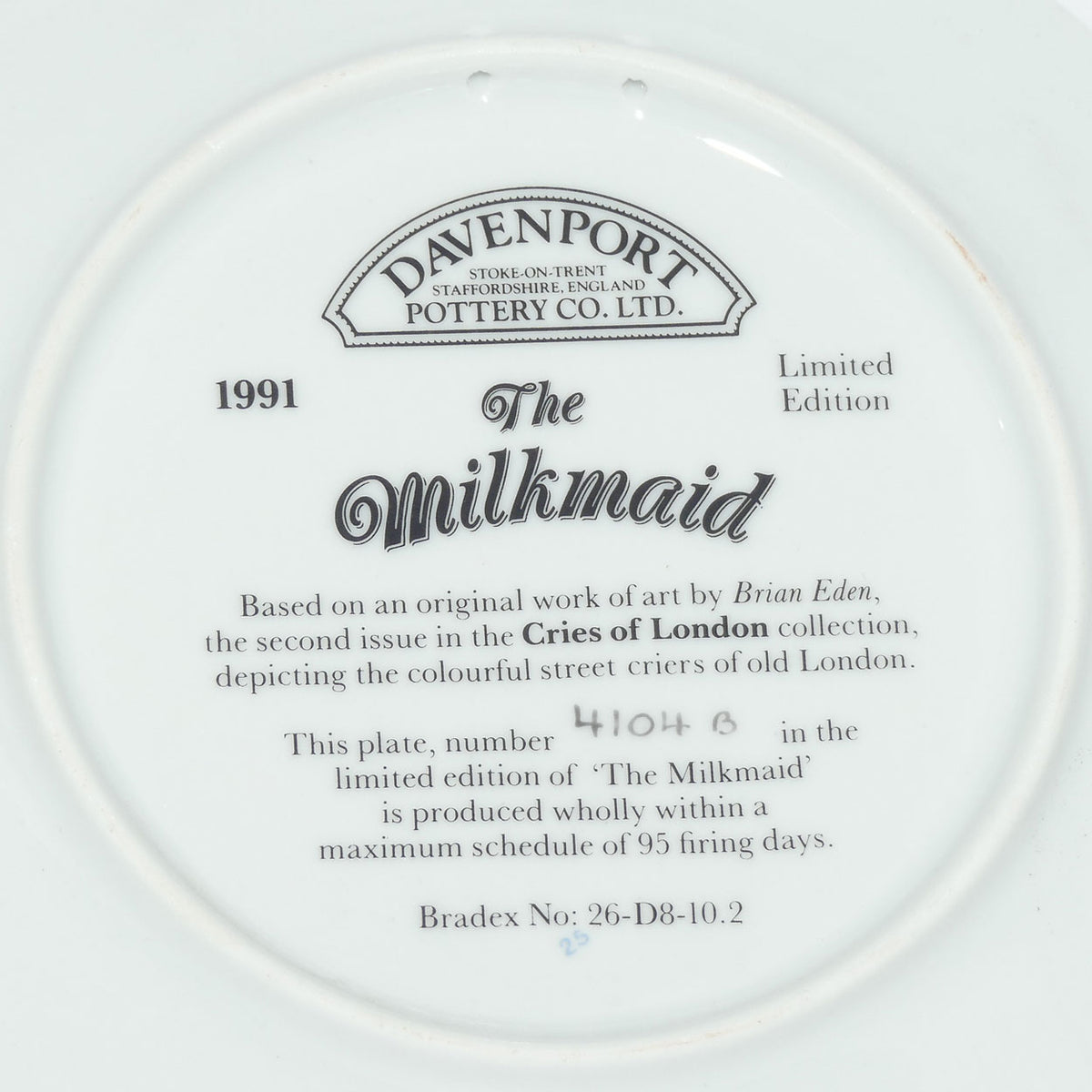Bradex 26 D8 10.2 | Cries of London #2 plate | The Milkmaid