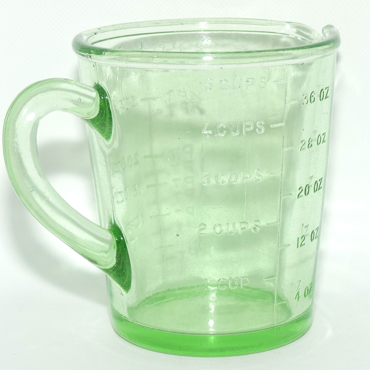 Green Depression Glass 2 Pint 40 OZ 5 Cups measuring jug | #1