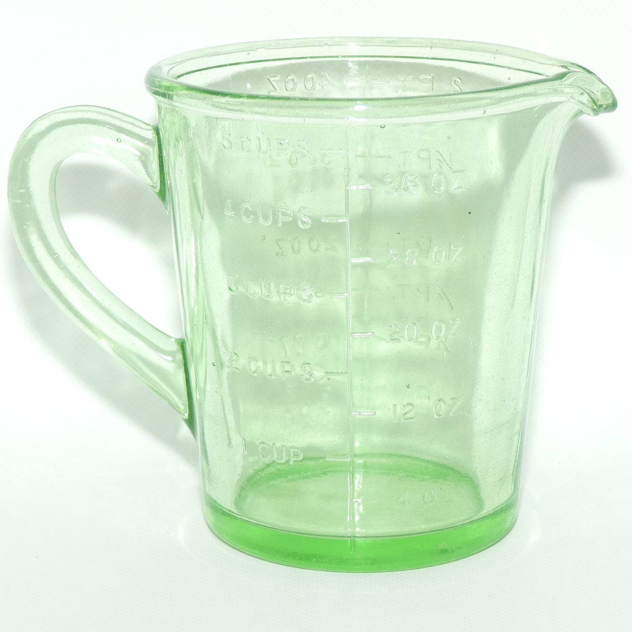 Green Depression Glass 2 Pint 40 OZ 5 Cups measuring jug | #1